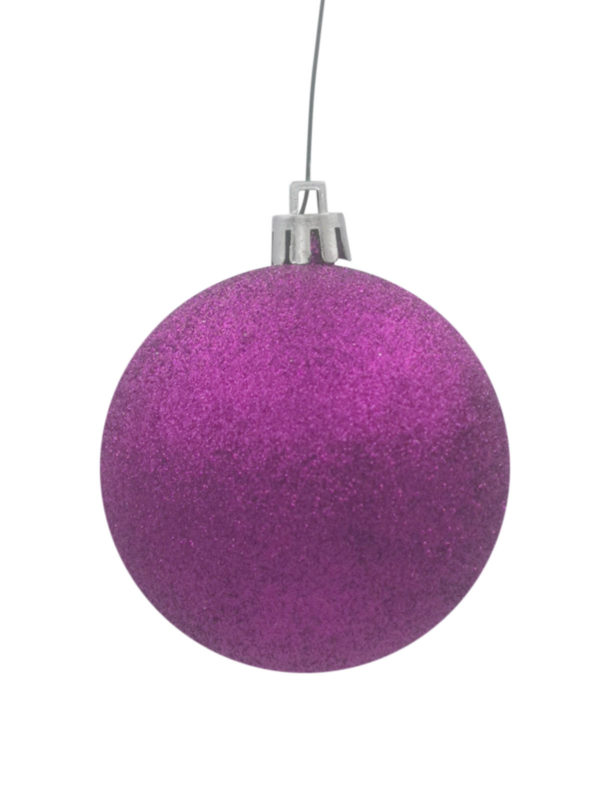 Christmas Ball 70mm Glitter Purple