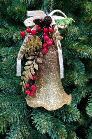 12 inch Bell Large Christmas Decoration Champagne