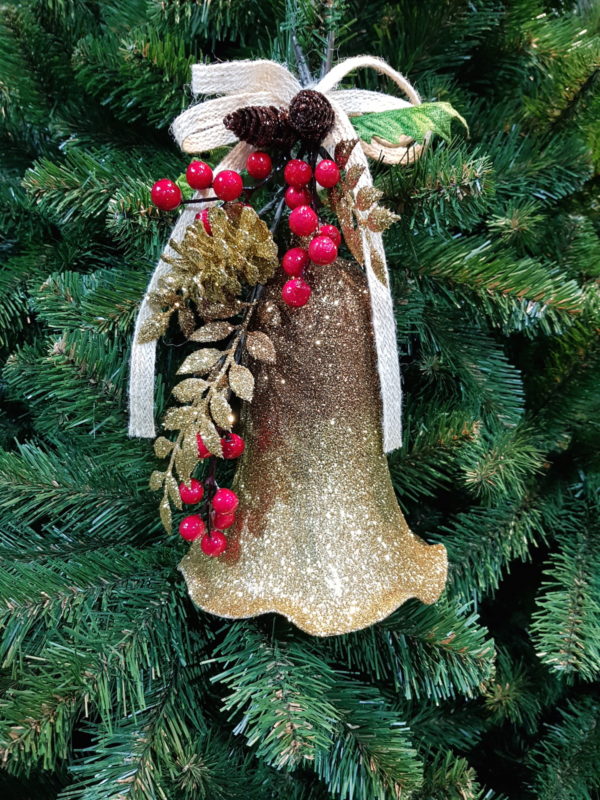 12 inch Bell Large Christmas Decoration Champagne