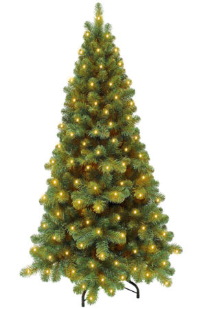 5ft Pencil Pine Christmas Tree Hinged Green 1.52m with 260 LED