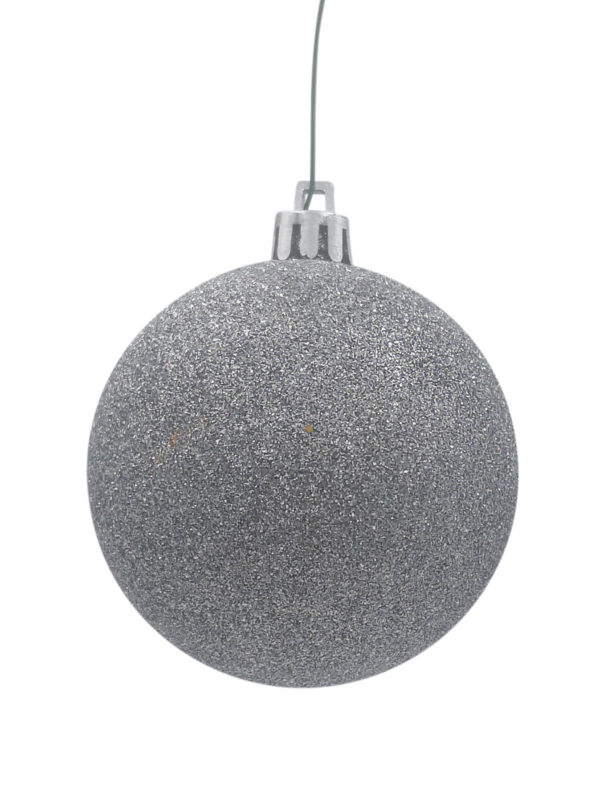 Christmas Ball 70mm Glitter Silver