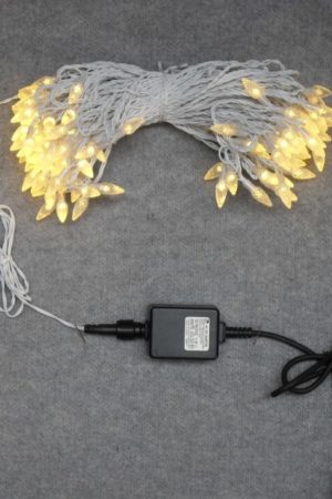 Commercial Outdoor Christmas Lights LED x 104 Warm White light ACORN Capped with White cord