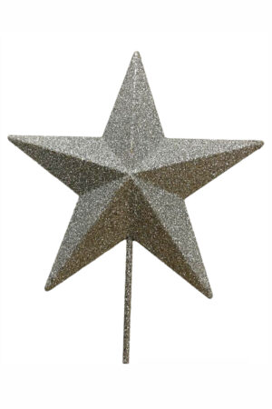 Star Christmas Tree Topper 20cm Glitter Silver