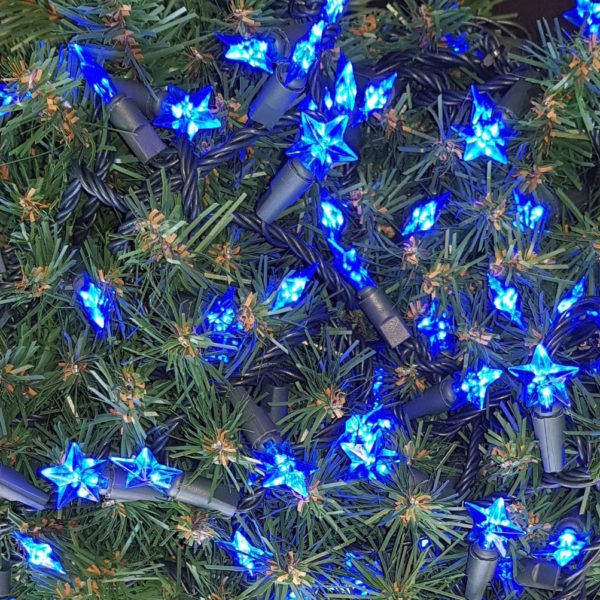 Christmas Tree Star string Blue LED Lights x 160 with green cord