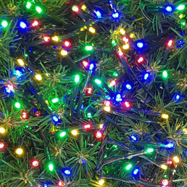Christmas Tree or Garland Lights 200 LED Static Lights Multi Colour Connecting String + Transformer