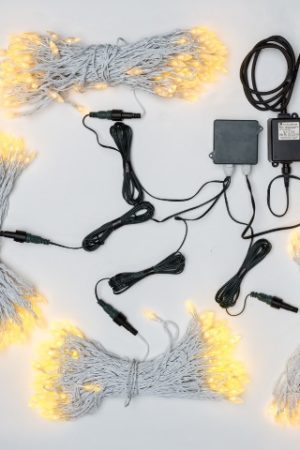 Indoor Commercial Christmas LED x 416 Warm White Light ACORN Capped with White cord