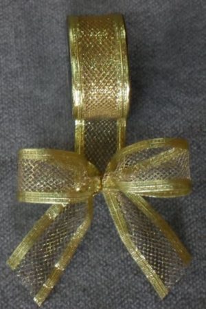 Bow Gold Net – Wired 22cm (Pack of 10)