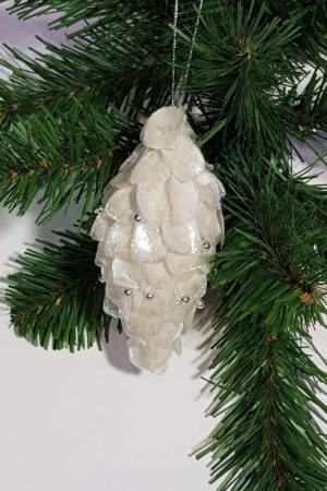 Christmas tree decoration Iridescent mica Finial – Cream
