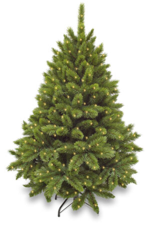6ft Pitch Pine Christmas Tree Green 1.83m Hinged pre lit with 380 LED’s