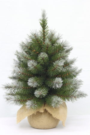 1.5ft Pittsburgh Spruce Christmas Tree Green Frosted 46cm in Burlap base