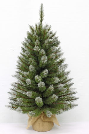 3ft Pittsburgh Spruce Christmas Tree Green Frosted in Burlap base 91cm