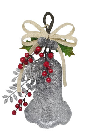 12 inch Bell Large Christmas Decoration Silver