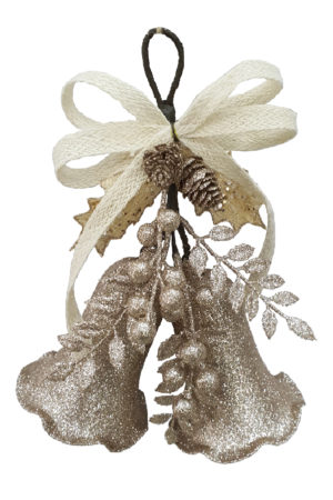 10 inch Bell Double Christmas Decoration 26cm Champagne