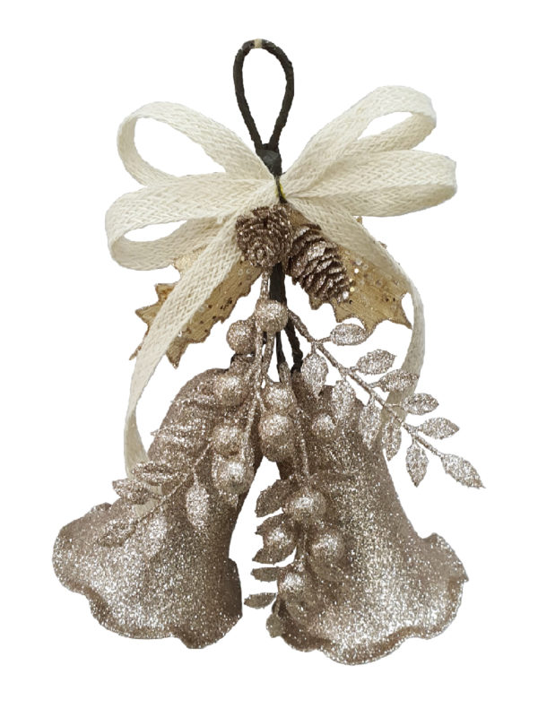 10 inch Bell Double Christmas Decoration 26cm Champagne