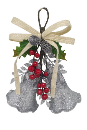 Bell Double Christmas Decoration 26cm Silver