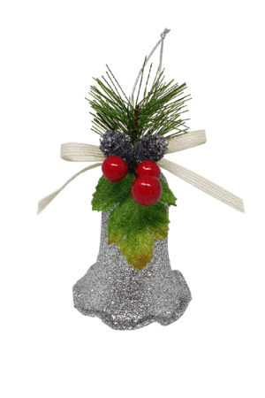 5.5 inch Bell single Christmas Decoration 14cm Silver