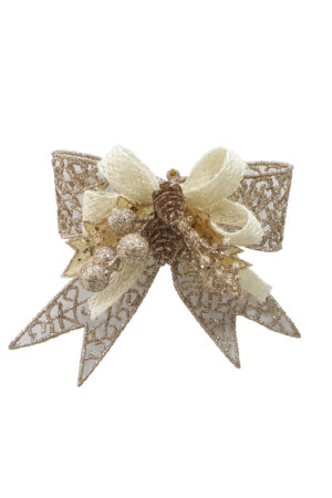 5 inch Bow Christmas Decoration 13cm Champagne