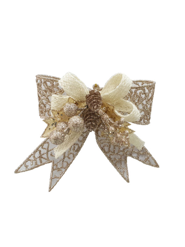 5 inch Bow Christmas Decoration 13cm Champagne