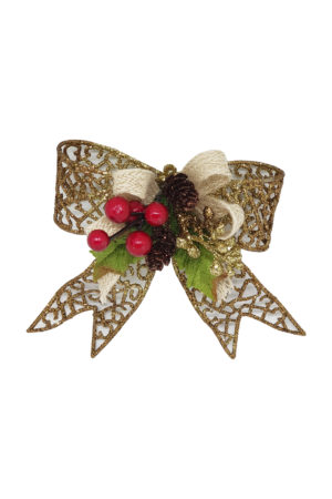 5 inch Bow Christmas Decoration 13cm Gold