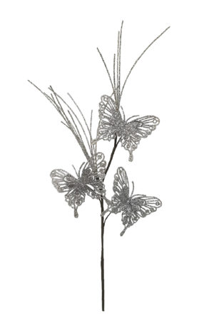 24 inch Butterfly Spray Christmas Decoration 61cm Silver