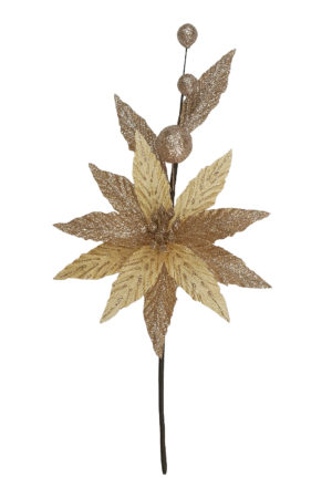 13.5 inch Poinsettia Pick 34cm Champagne