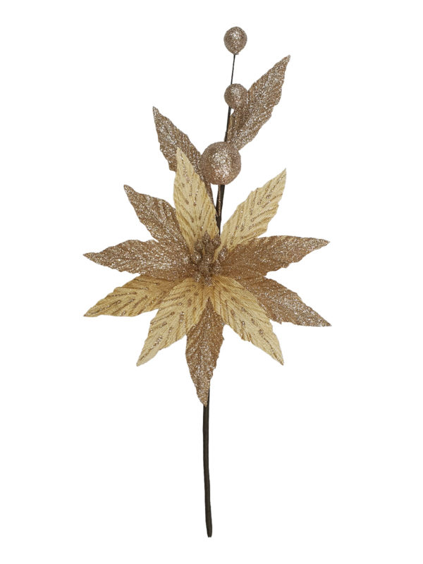 13.5 inch Poinsettia Pick 34cm Champagne