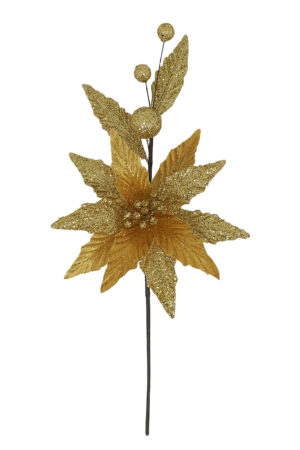 13.5 inch Poinsettia Pick 34cm Gold
