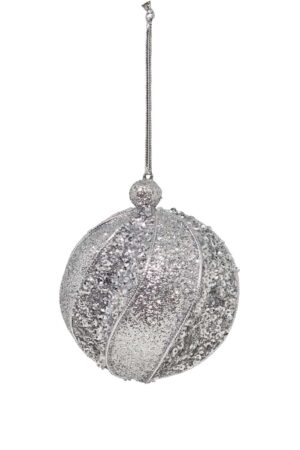Christmas Ball Silver Textured 80mm