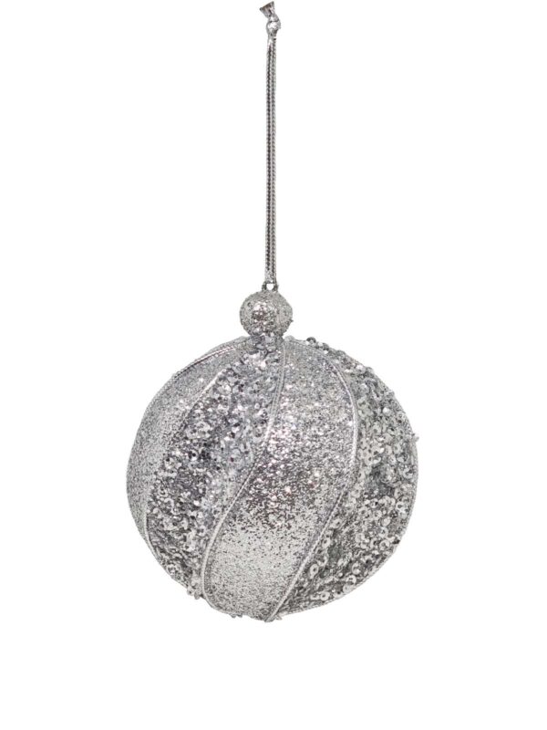 Christmas Ball Silver Textured 80mm